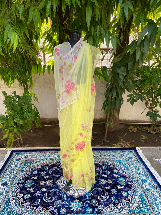 Floral Elegance Chiffon Saree