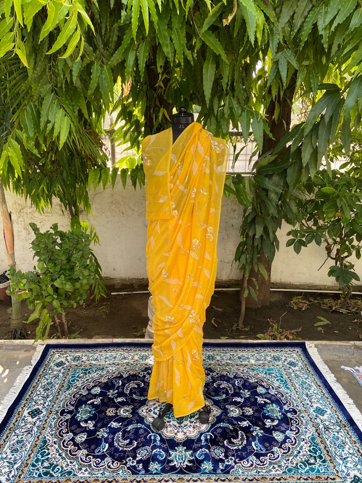 Sunshine Bloom Chiffon Saree