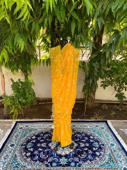 Sunshine Bloom Chiffon Saree