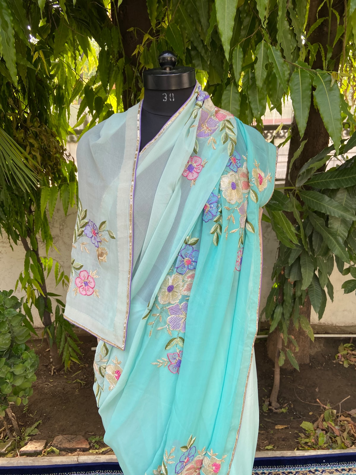 Pastel Bloom Chiffon Saree