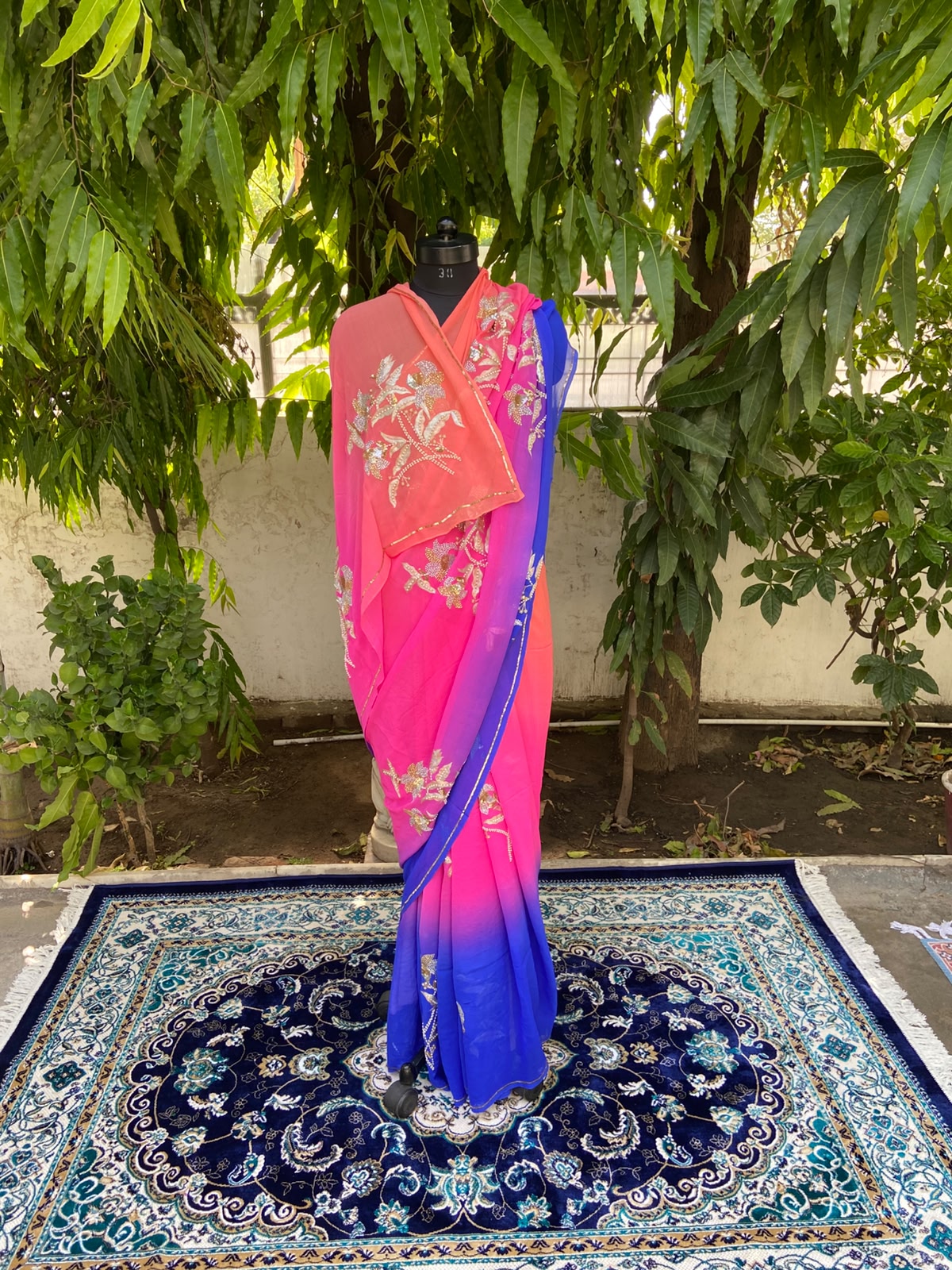 Twilight Bloom Chiffon Saree