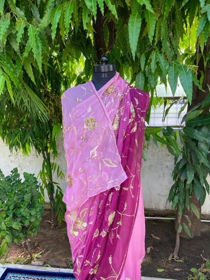 Royal Bloom shaded Chiffon Saree