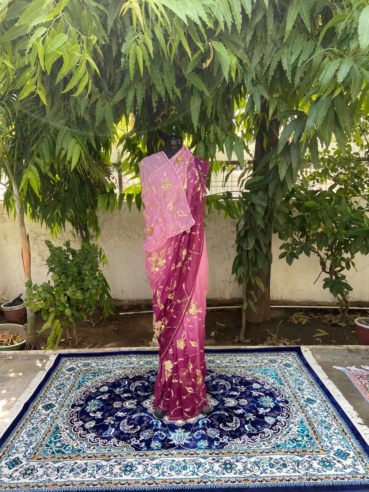 Royal Bloom shaded Chiffon Saree