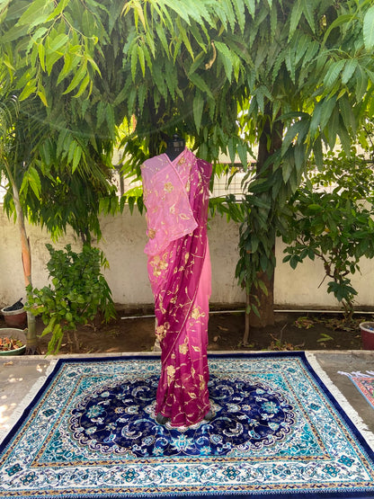 Royal Bloom shaded Chiffon Saree
