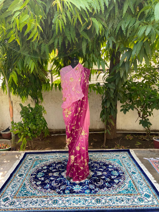 Royal Bloom shaded Chiffon Saree