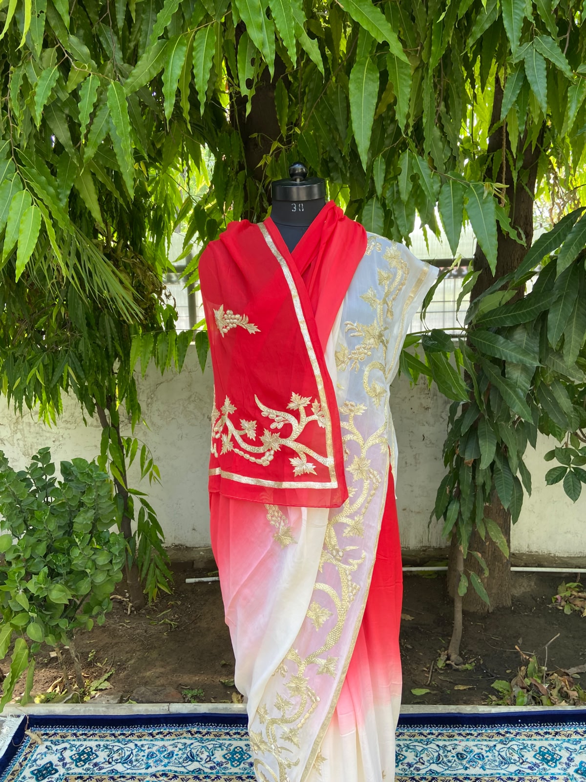 Crimson Elegance Chiffon Saree