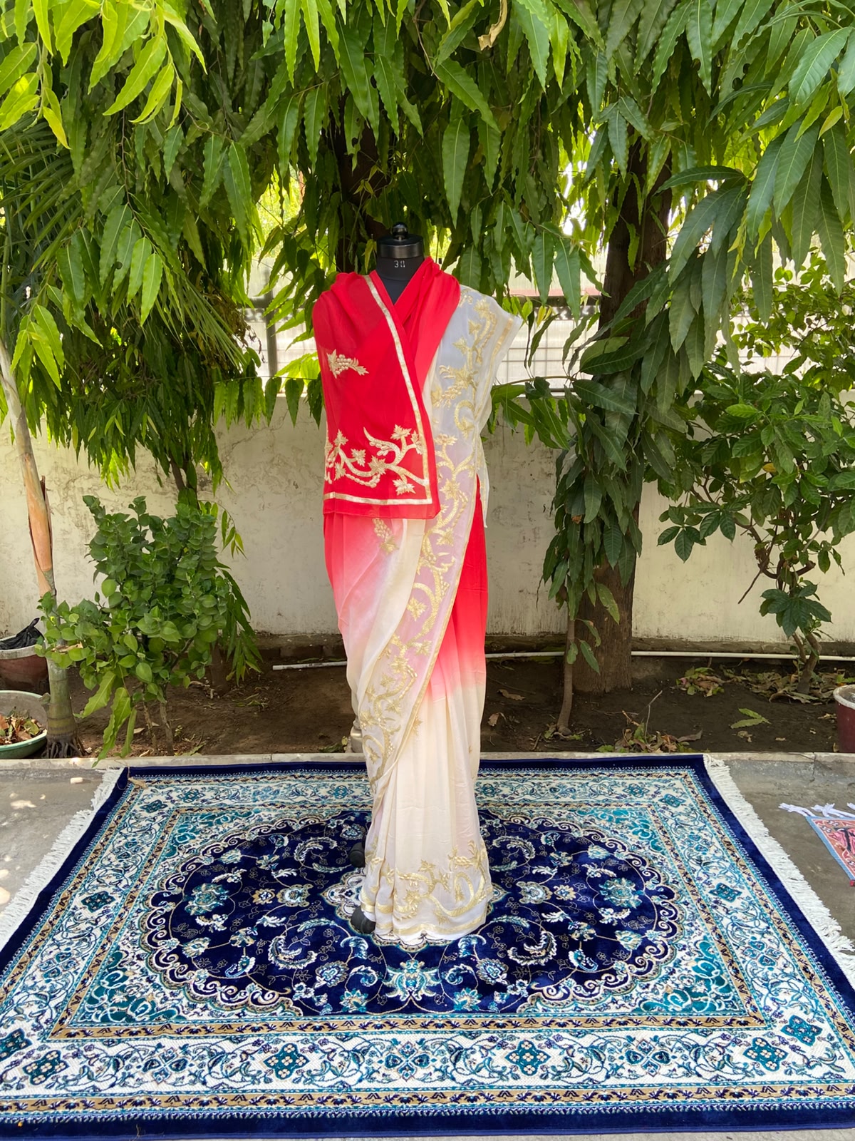 Crimson Elegance Chiffon Saree