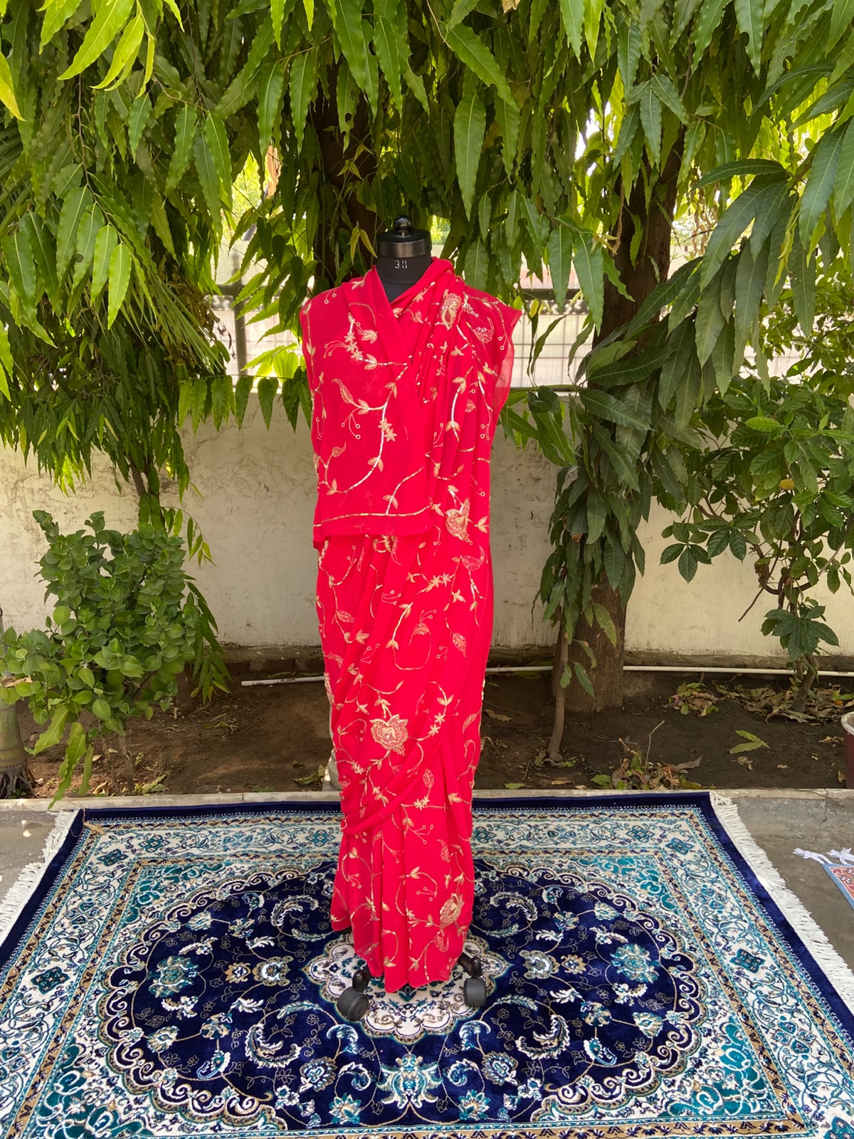 Scarlet Vine Chiffon Saree
