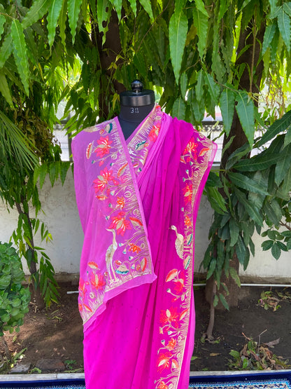 Peacock Elegance Chiffon Saree