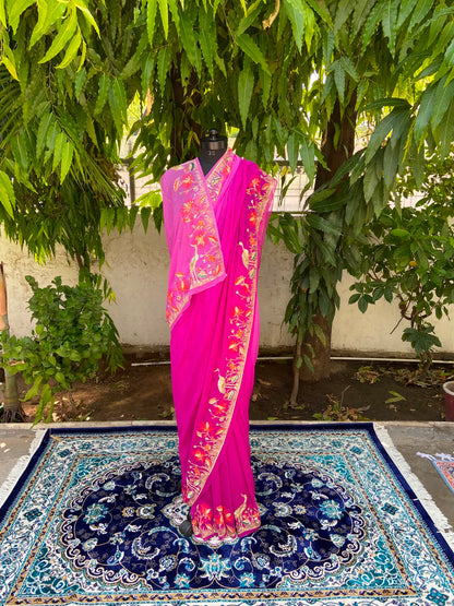 Peacock Elegance Chiffon Saree