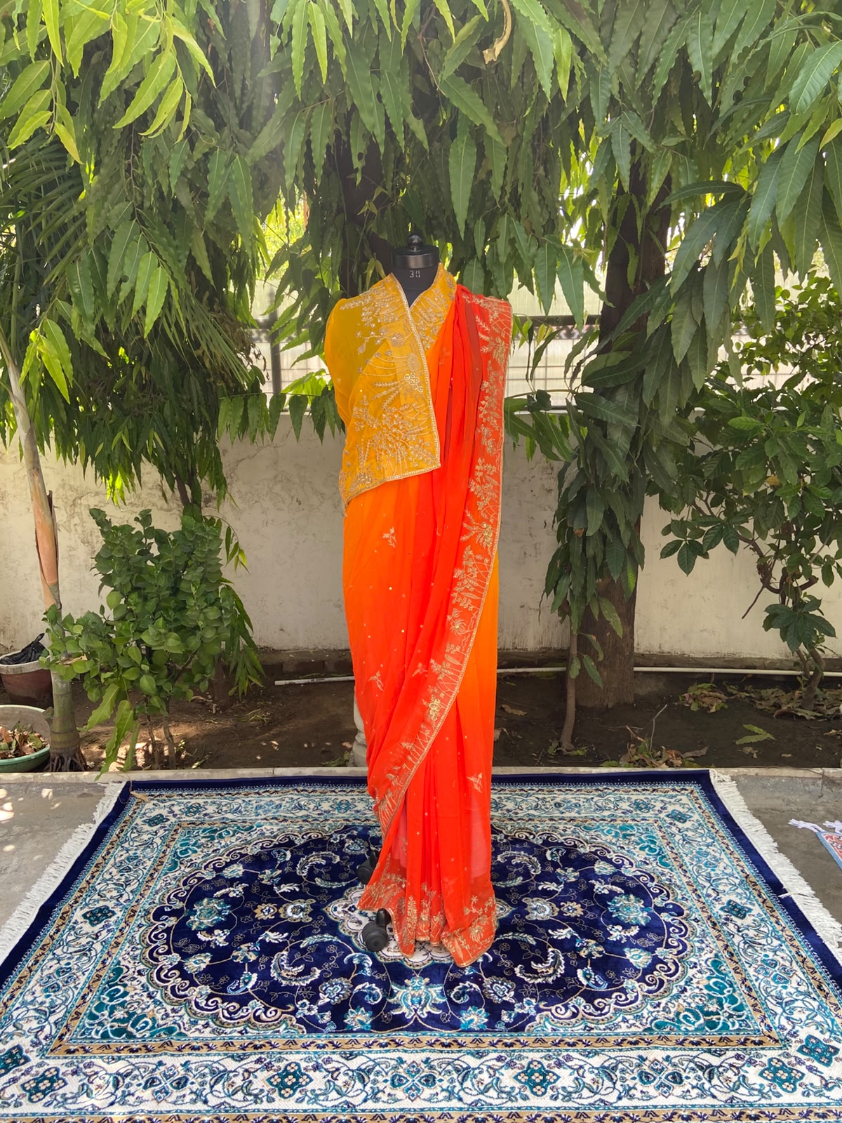 Golden Radiance Chiffon Saree