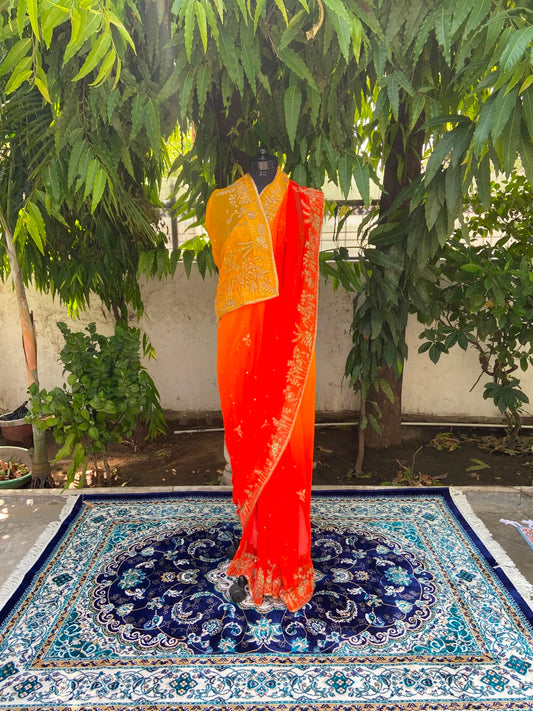 Golden Radiance Chiffon Saree