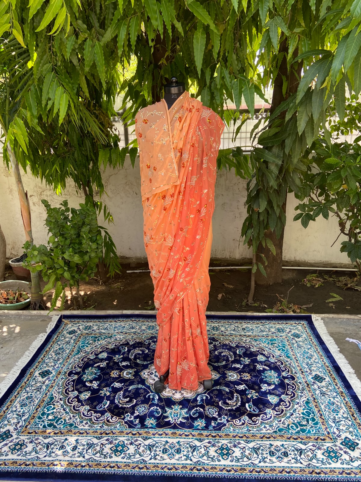 Amber Radiance Chiffon Saree