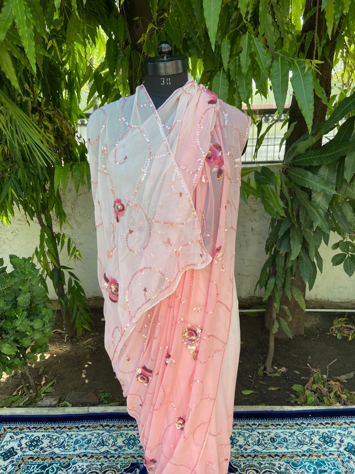 Blush Elegance Chiffon Saree