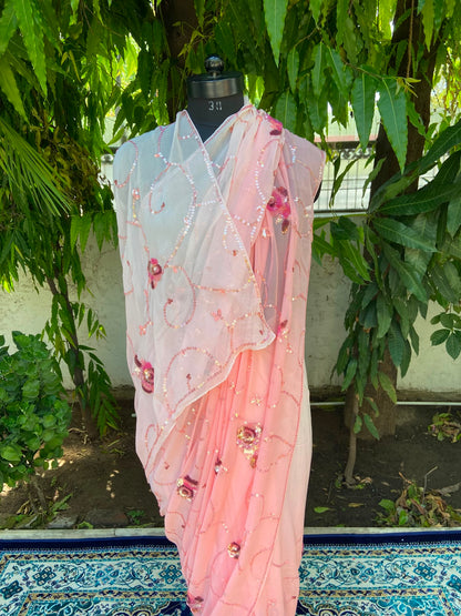 Blush Elegance Chiffon Saree