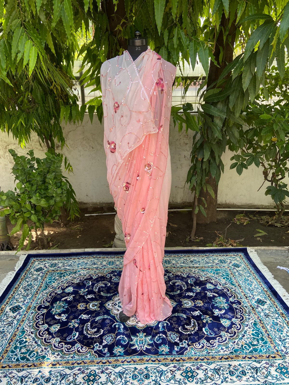 Blush Elegance Chiffon Saree
