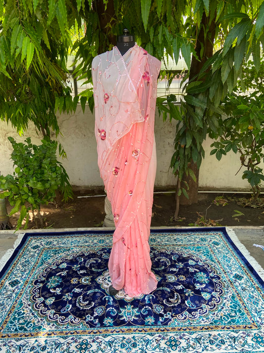 Blush Elegance Chiffon Saree