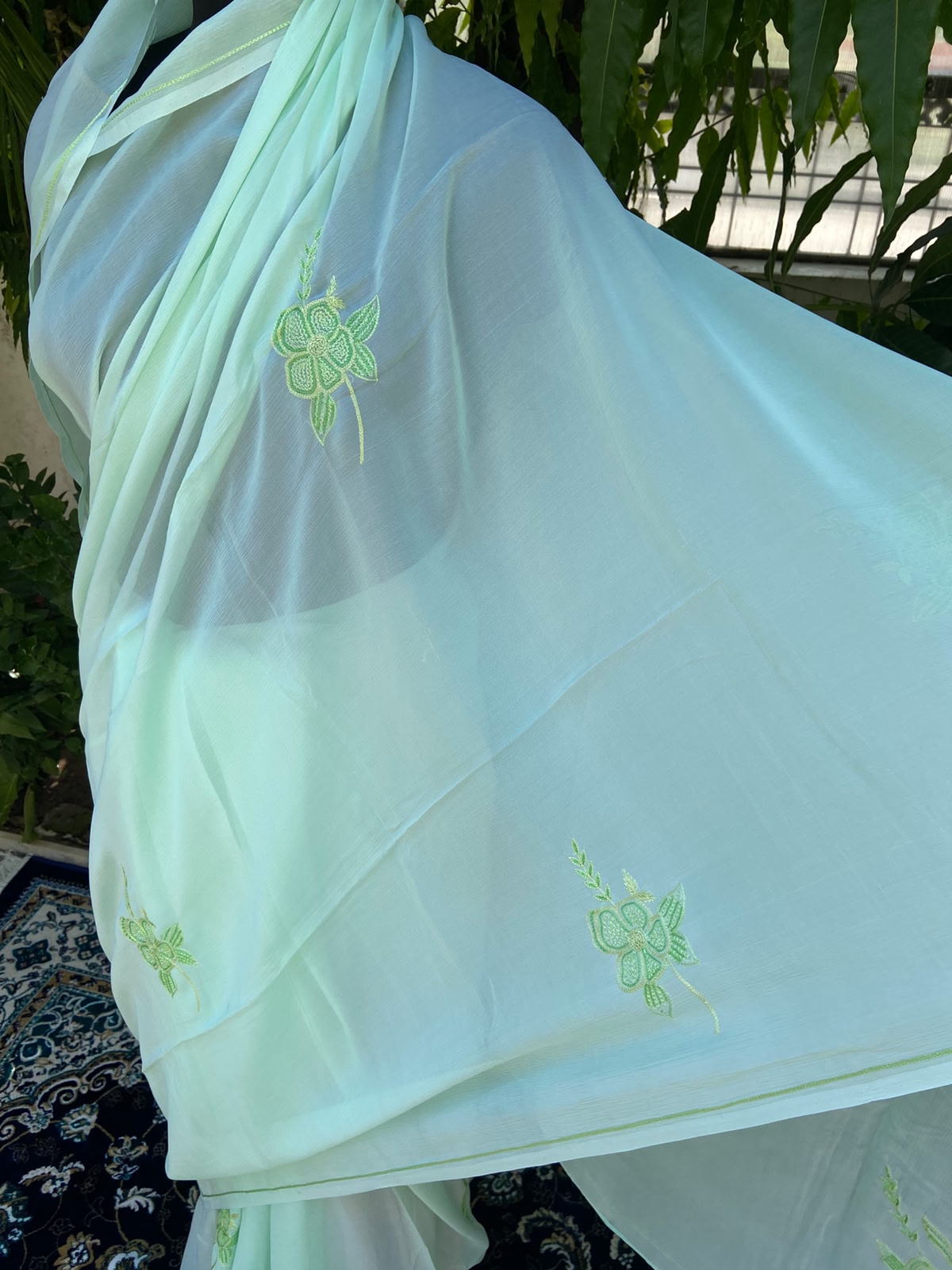 Mint Grace Chiffon Saree