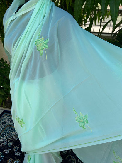 Mint Grace Chiffon Saree