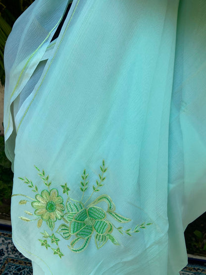 Mint Grace Chiffon Saree