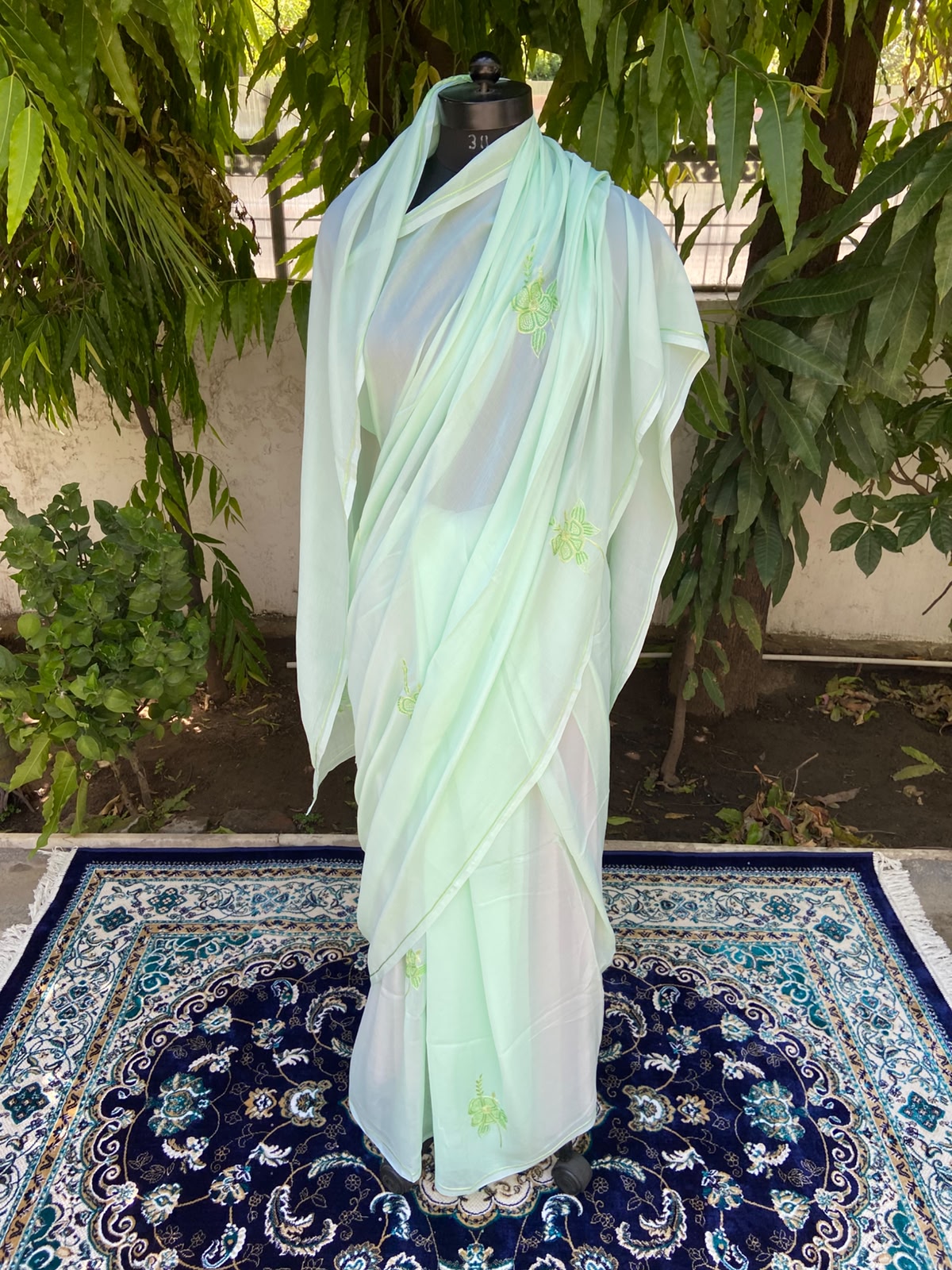 Mint Grace Chiffon Saree