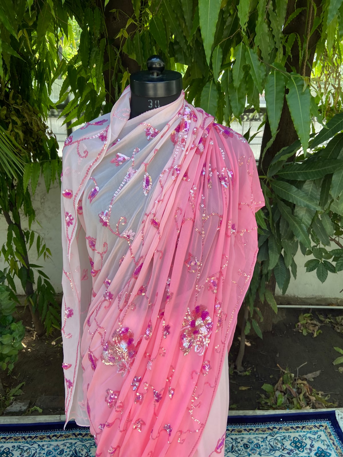 Rosé Charm Chiffon Saree