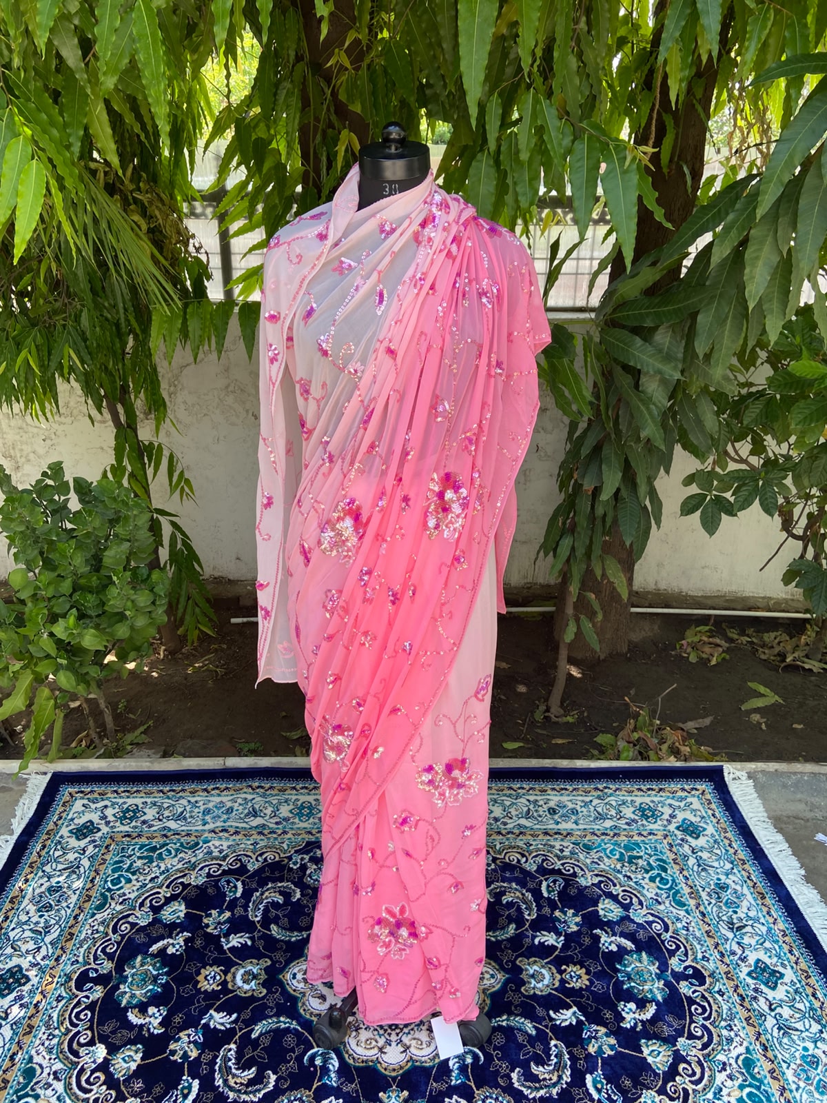 Rosé Charm Chiffon Saree