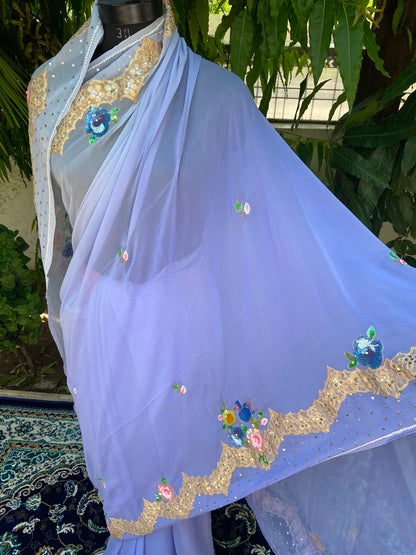 Lavender Glow Chiffon Saree