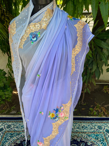 Lavender Glow Chiffon Saree