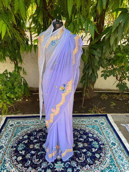 Lavender Glow Chiffon Saree
