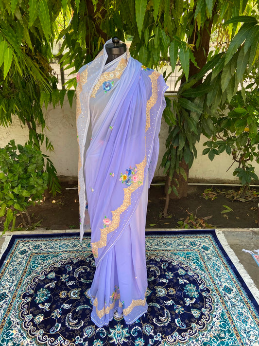 Lavender Glow Chiffon Saree