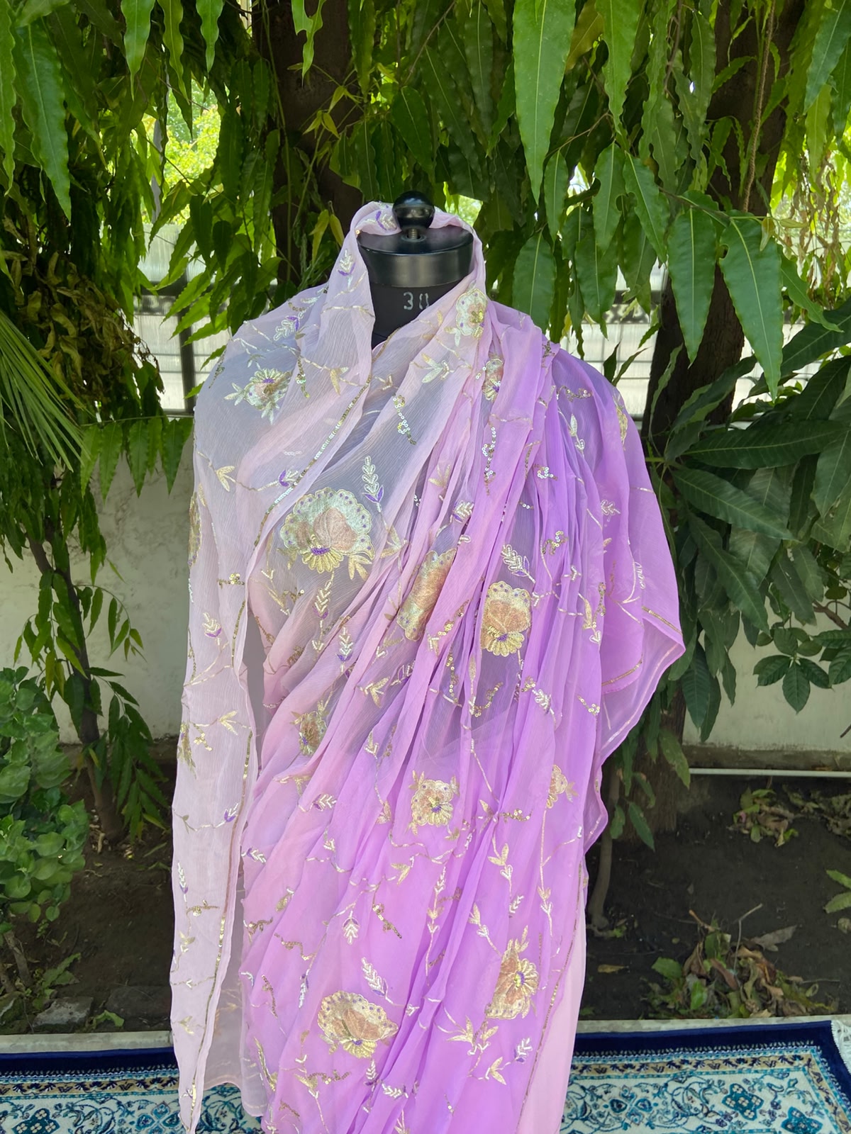 Lavender Radiance Chiffon Saree