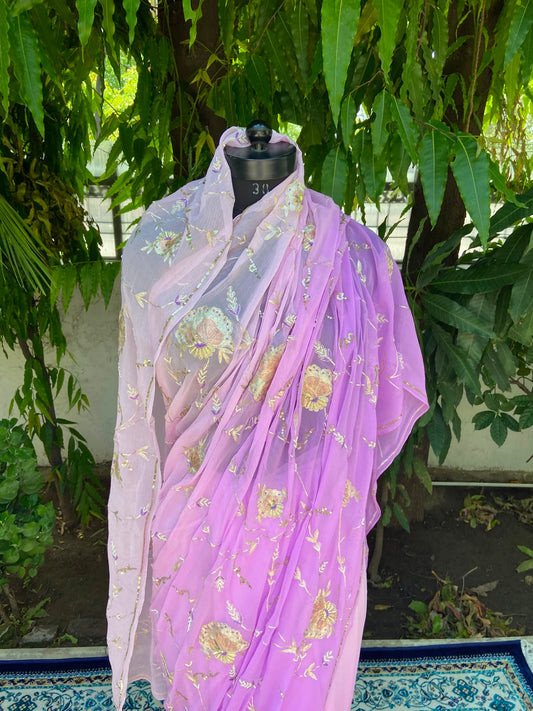 Lavender Radiance Chiffon Saree