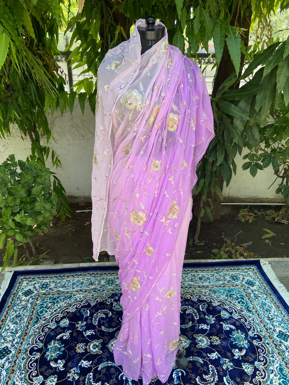 Lavender Radiance Chiffon Saree