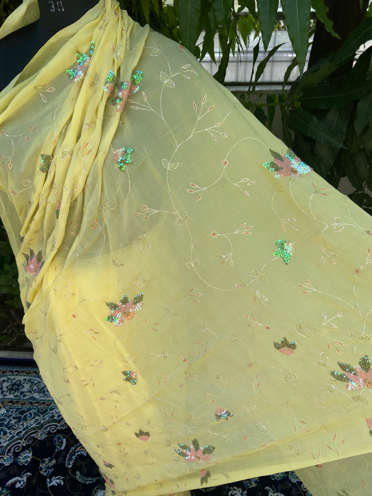 Sunlit Bloom Chiffon Saree