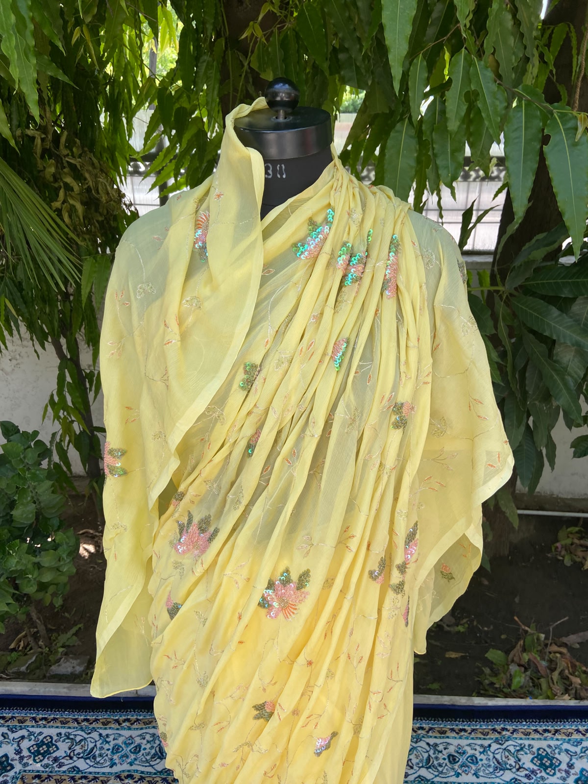 Sunlit Bloom Chiffon Saree