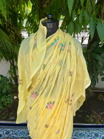Sunlit Bloom Chiffon Saree