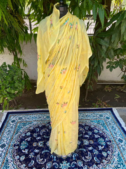 Sunlit Bloom Chiffon Saree