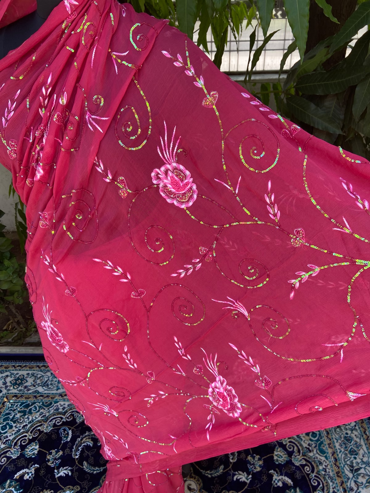 Fuchsia Glow Chiffon Saree