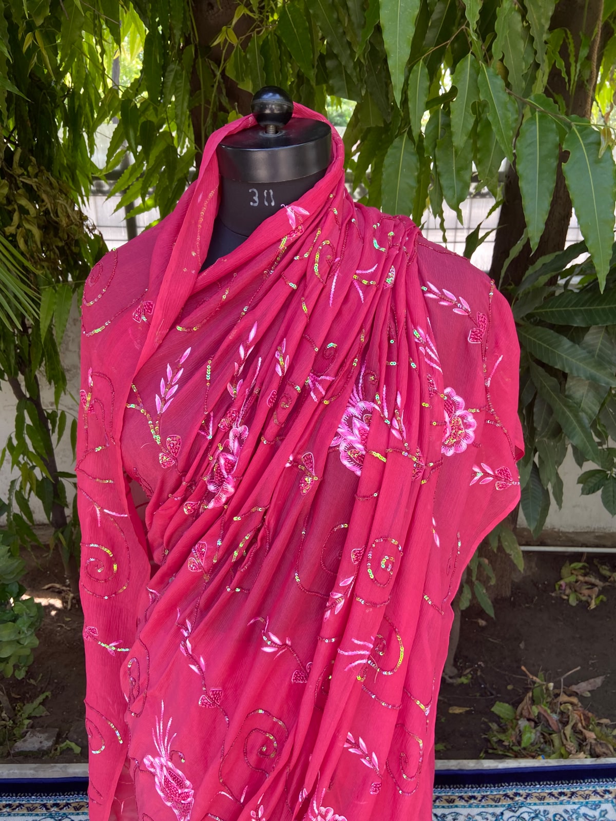 Fuchsia Glow Chiffon Saree