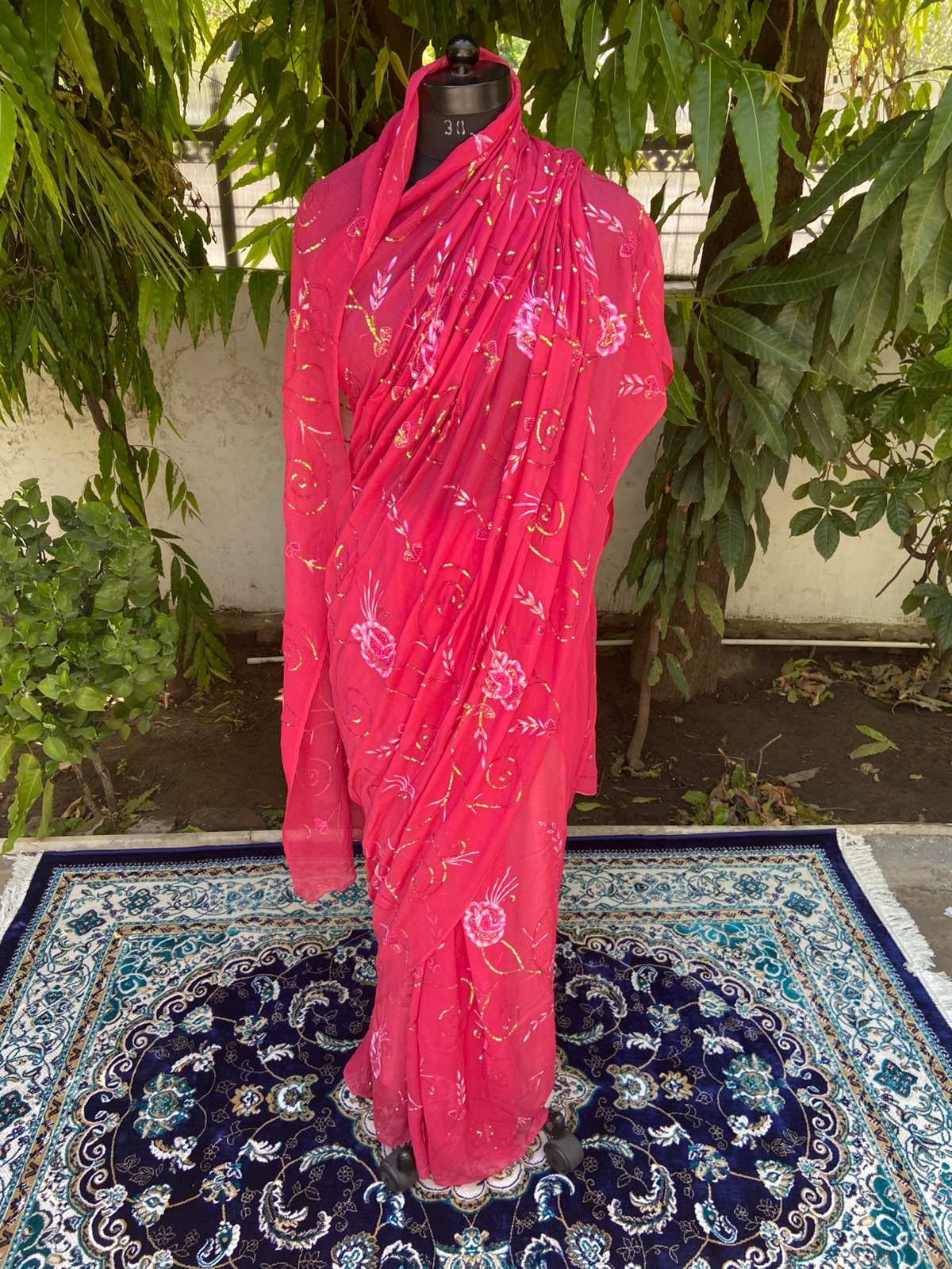 Fuchsia Glow Chiffon Saree