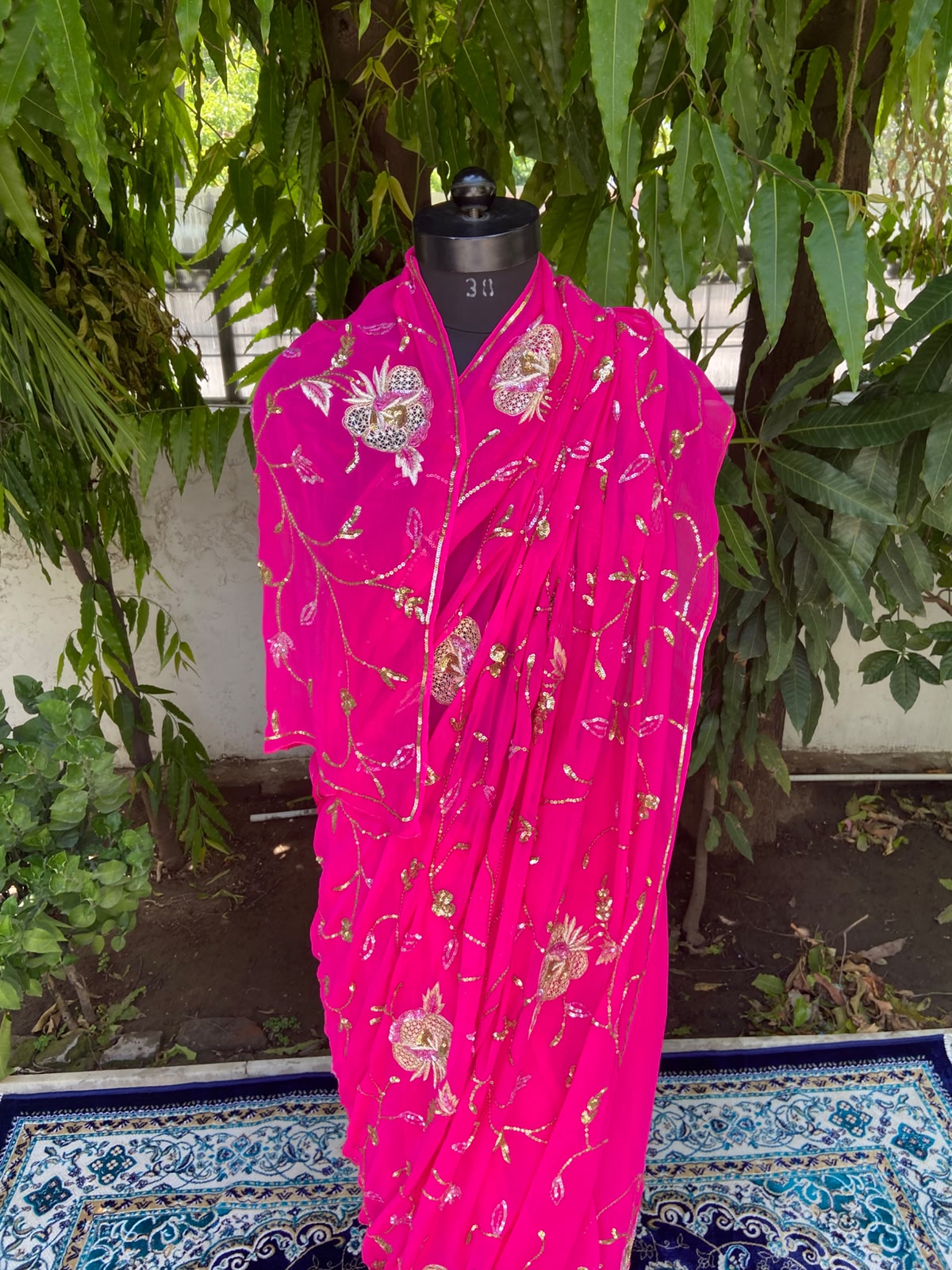 Golden Rose Chiffon Saree