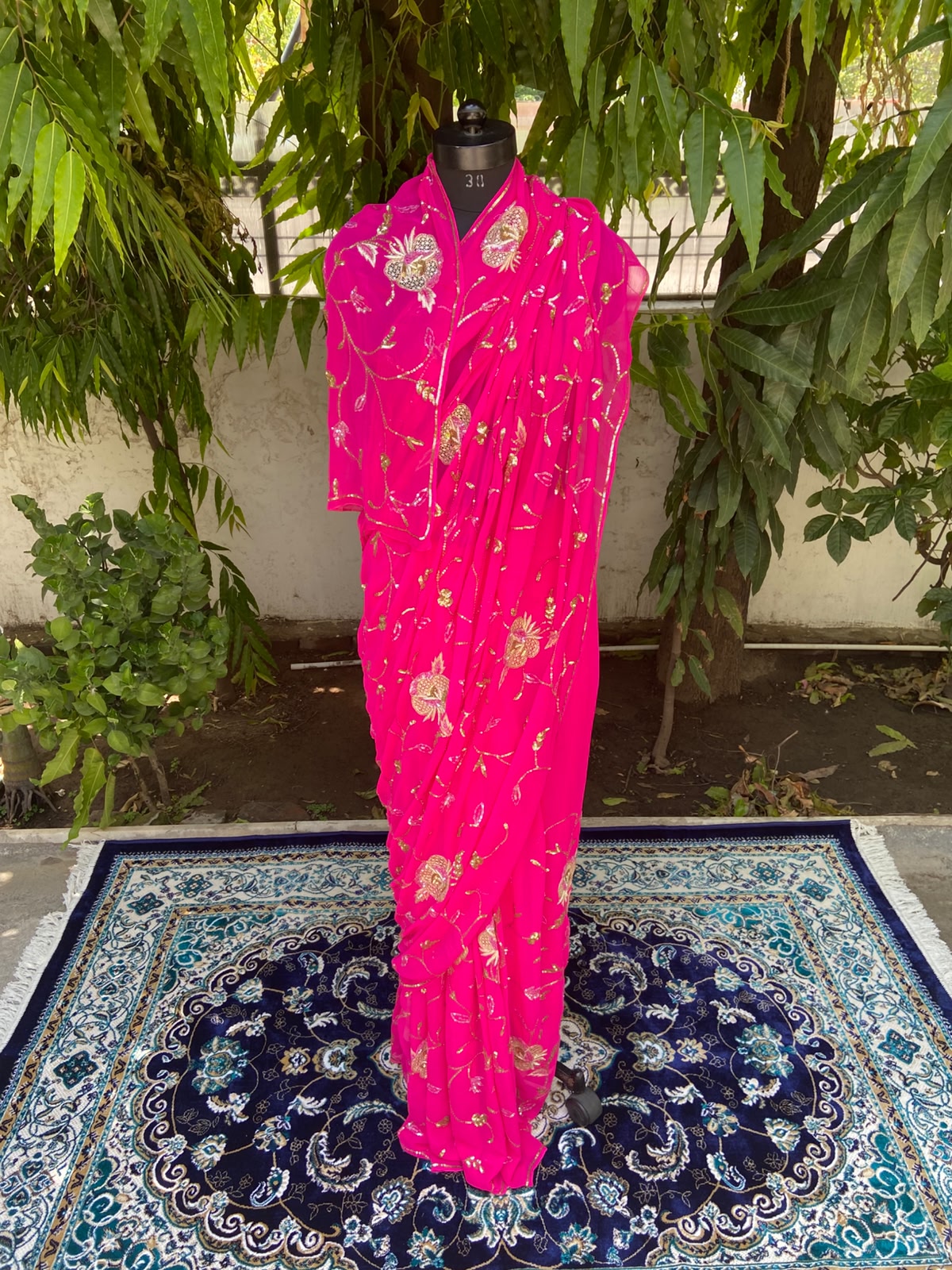 Golden Rose Chiffon Saree