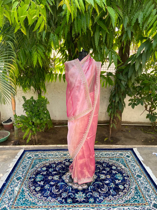 Rose Radiance Tissue Saree