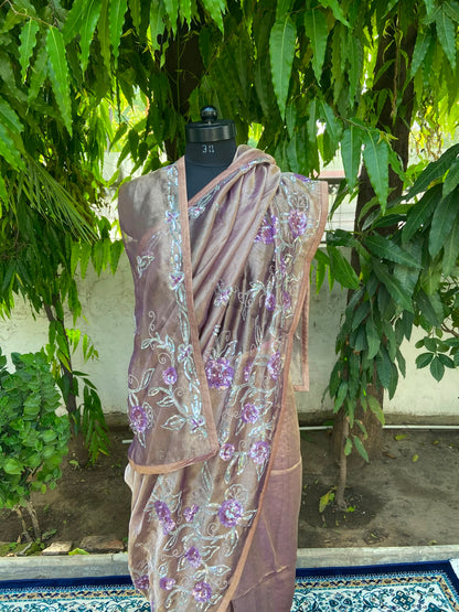 Rosé Bloom Tissue Saree