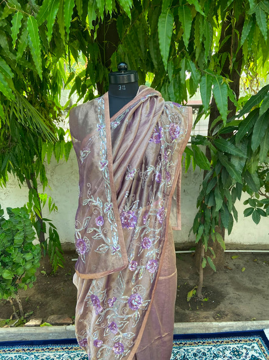 Rosé Bloom Tissue Saree