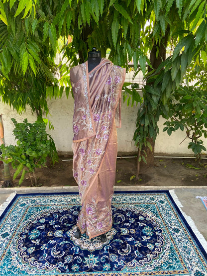 Rosé Bloom Tissue Saree