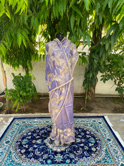 Lavender Flight Tissue Saree