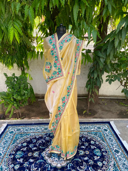 Golden Bloom Tissue Saree