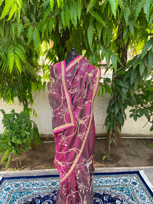 Purple tissue saree